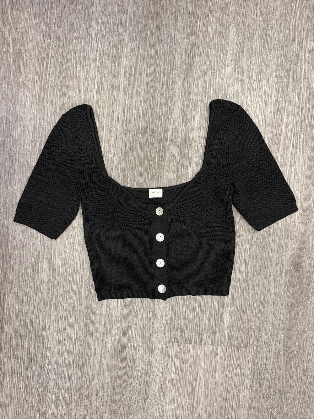 22. Wilfred Black Knit Button-Front Crop Top Size Small